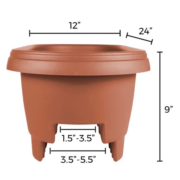 Bloem Terra Cotta Oval Deck Rail Planter 24" Elevated Garden Box (Quantity 1) - Picture 6 of 16